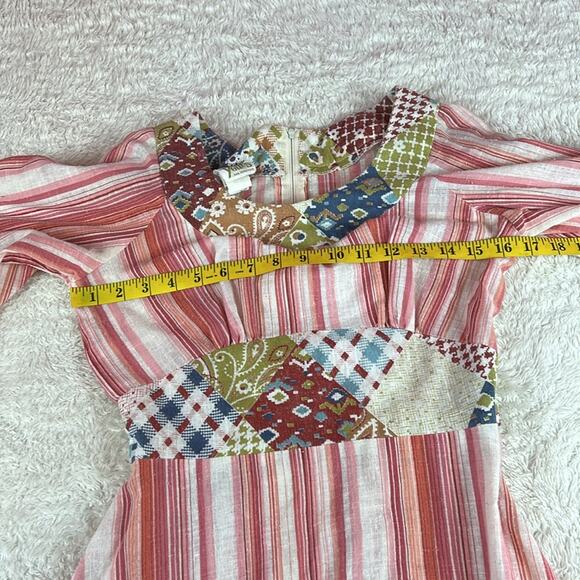Vintage 70s this is Yours peppermint stripe patchwork boho tiered maxi dress, 9 - Picture 6 of 11